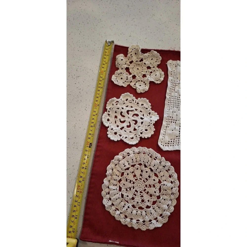 🌼 Vintage Lace Crochet Doilies Lot of 8 Mixed Styles – Six Round Two Rectangle